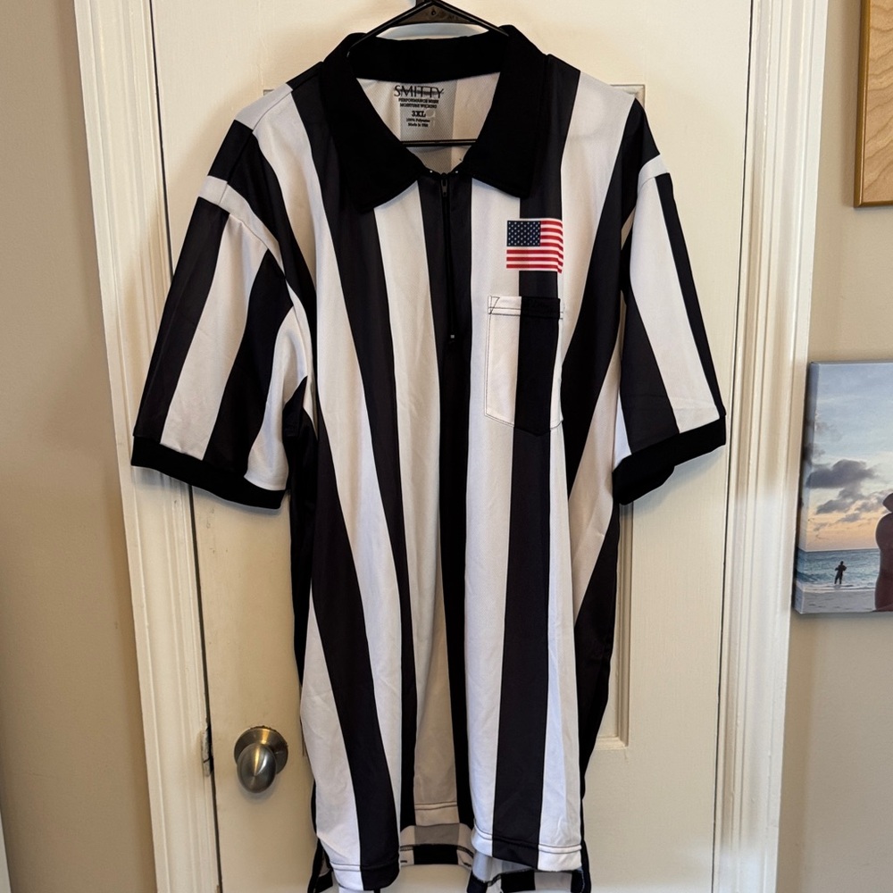 Smitty Performance Referee Black and White 2” Striped Men's Shirt